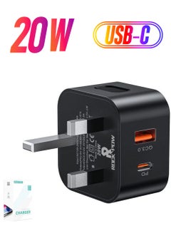 Rock Pow 20W UK Adapter Type C USB-C Plug Fast Charger Fast Charging for iPhone 13/13 Mini/13 Pro/13 Pro Max/12/12 Pro/12 Pro Max/12 Mini/SE 2020/11/11 Pro Max,iPad Air 4 Black  - Image 1