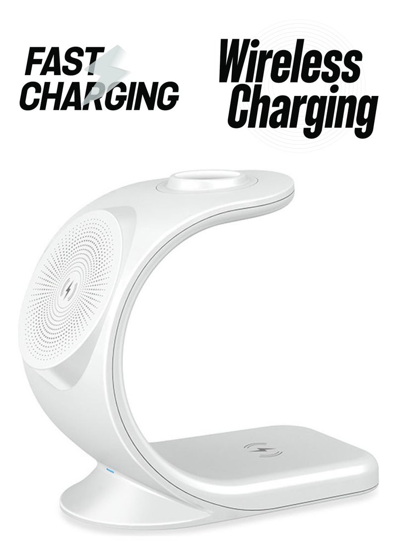 Arabest 3-In-1 Magnetic Wireless Charger Stand white - Image 1