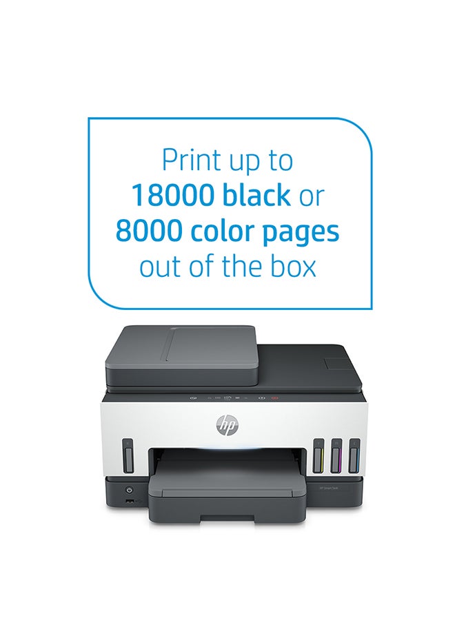 HP Smart Tank 790 All-In-One Duplex Wifi High Capacity Inktank Multi-Function WiFi Color Ink Tank Printer with Voice Activated Printing Google Assistant & Alexa (Borderless Printing) For Print/Copy/Scan with ADF & FAX (Up To 12000 Black, 8000 Colour Pages Of Ink In Box) White/Grey - Image 2