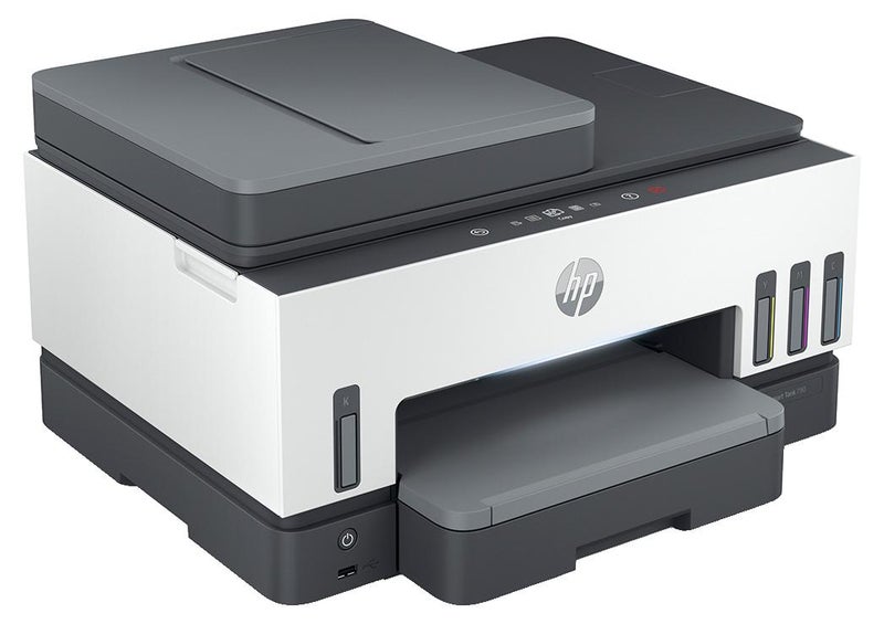HP طابعة إتش بي سمارت تانك 790 متكاملة ولاسلكية توفر لك الطباعة والمسح الضوئي والنسخ وإرسال الفاكس والطباعة التلقائية على الوجهين ومزودة بمغذي المستندات الآلي وتطبع ما يصل إلى 18000 صفحة سوداء أو 8000 صفحة ملونة، لون أبيض/ رمادي وطراز 4WF66A أبيض/رمادي - Image 1