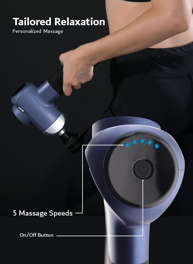 ARES Ufitness-2 Gun Massager 5 Speed Level 4 Detachable Heads Battery 3 Cell 2500Mah, 3H 5Hs With Storage Bag, Blue - Image 3