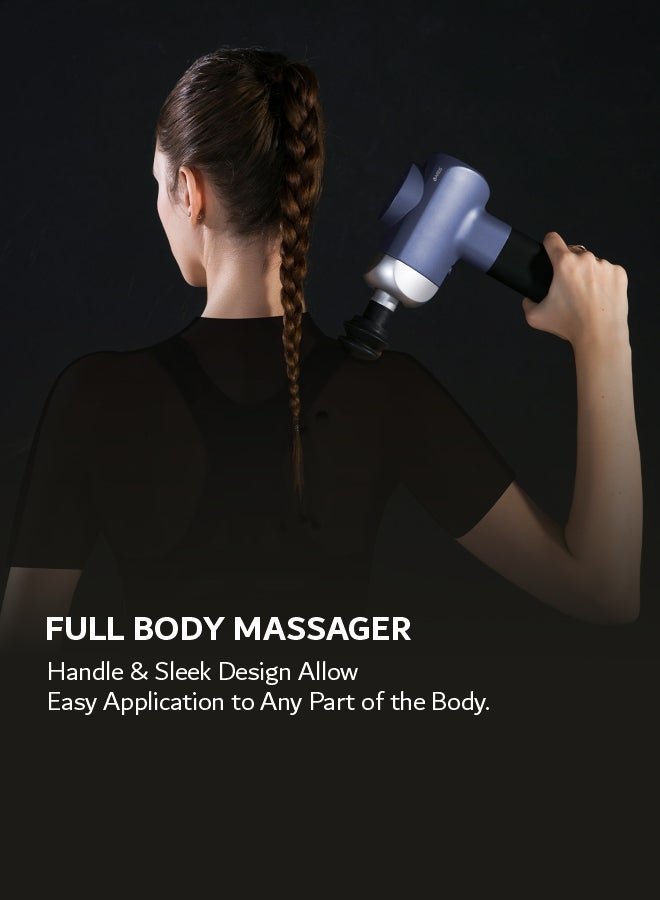 ARES Ufitness-2 Gun Massager 5 Speed Level 4 Detachable Heads Battery 3 Cell 2500Mah, 3H 5Hs With Storage Bag, Blue - Image 4