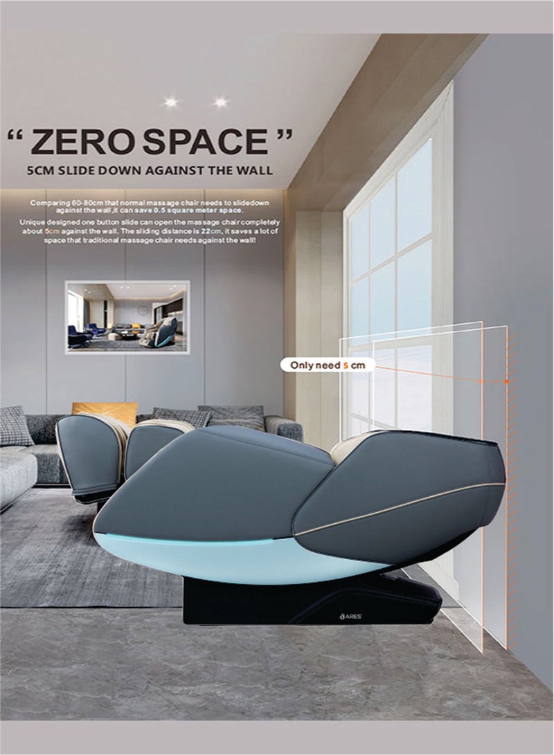 ARES ISmart-2 Full Body Massage Chair With Ai Intelligent 4D Core Manipulator Technology, Sl Shape, Beige Gray  - Image 2
