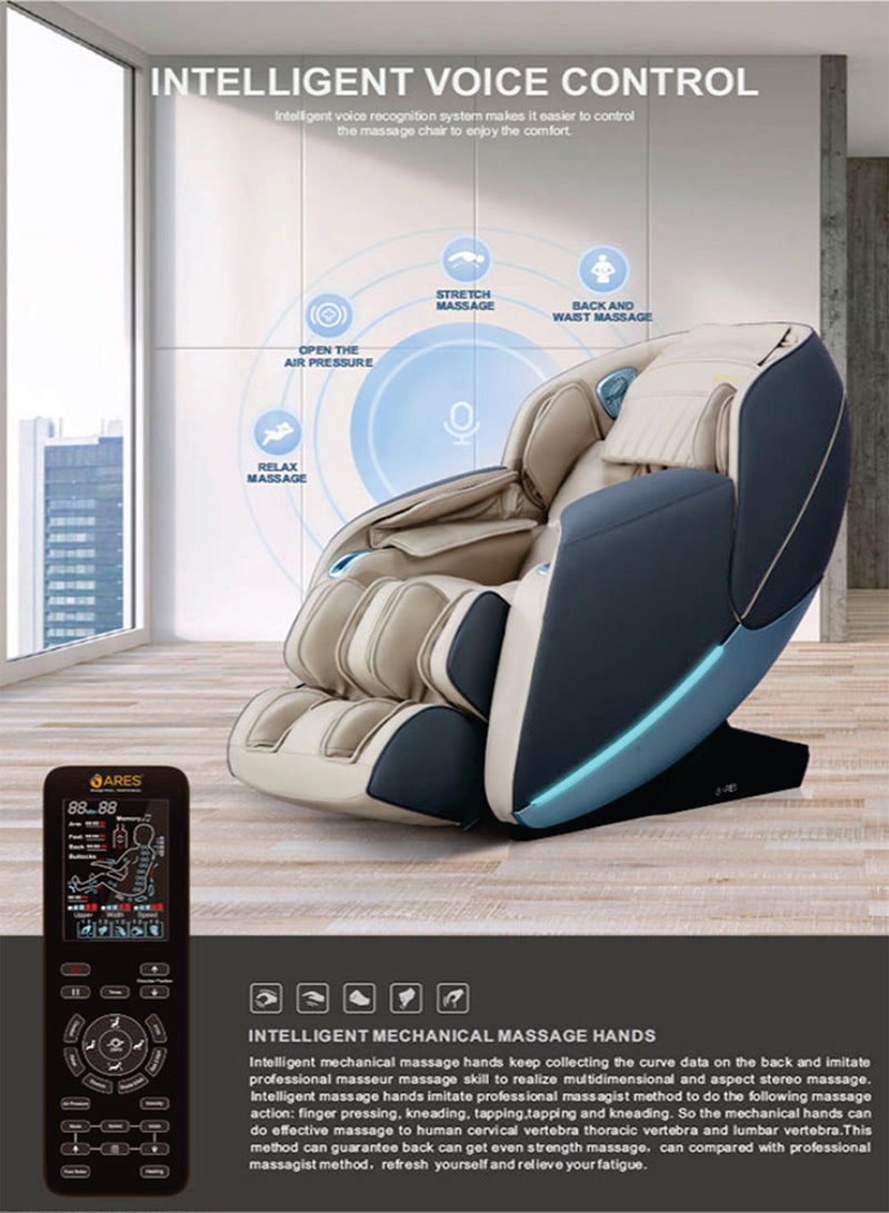 ARES ISmart-2 Full Body Massage Chair With Ai Intelligent 4D Core Manipulator Technology, Sl Shape, Beige Gray  - Image 5