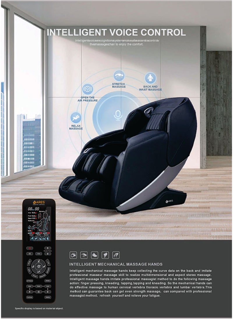 ARES Ismart-2 Full Body Massage Chair With Ai Intelligent 4D Core Massage Manipulator Technology Sl Shape Curved Rail, Black Gray  - Image 5