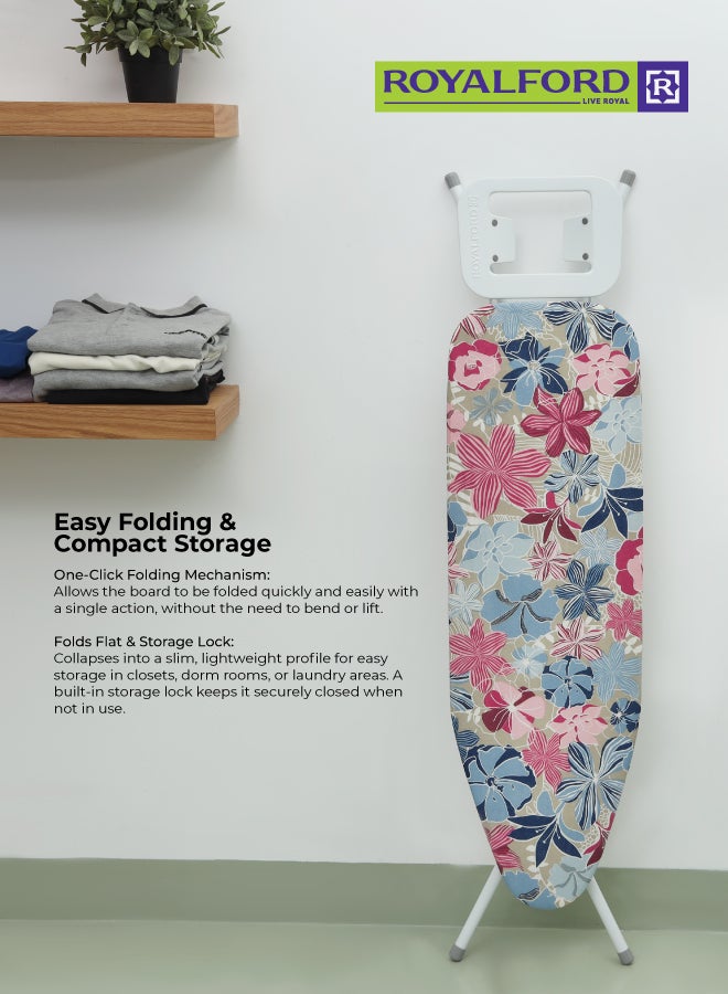Royalford Mesh Ironing Board with Iron Rest Multicolour 31x5x128cm - Image 4