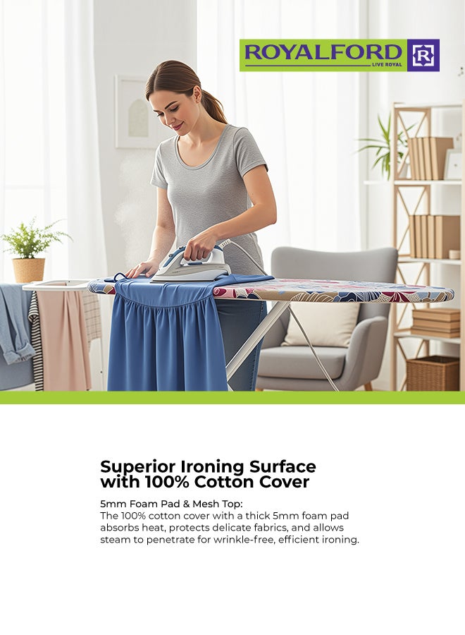 Royalford Mesh Ironing Board with Iron Rest Multicolour 31x5x128cm - Image 3