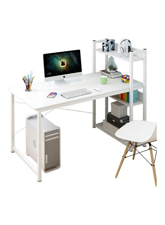 JANTENS Study Table With Storage Computer Desk White 120 x 55 x 72cm - Image 1