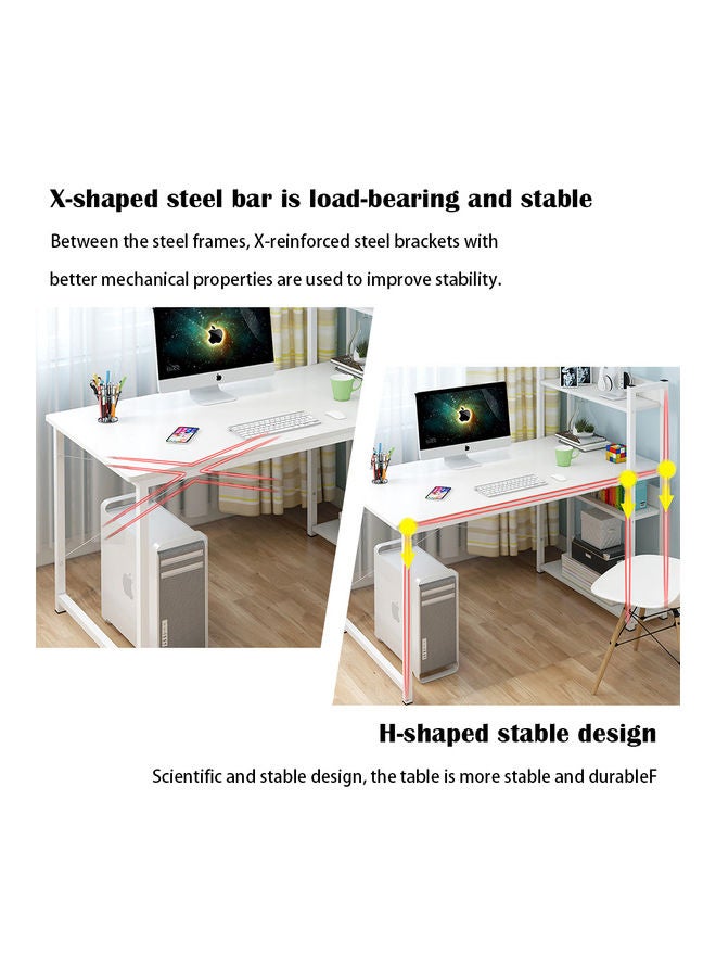 JANTENS Study Table With Storage Computer Desk White 120 x 55 x 72cm - Image 5