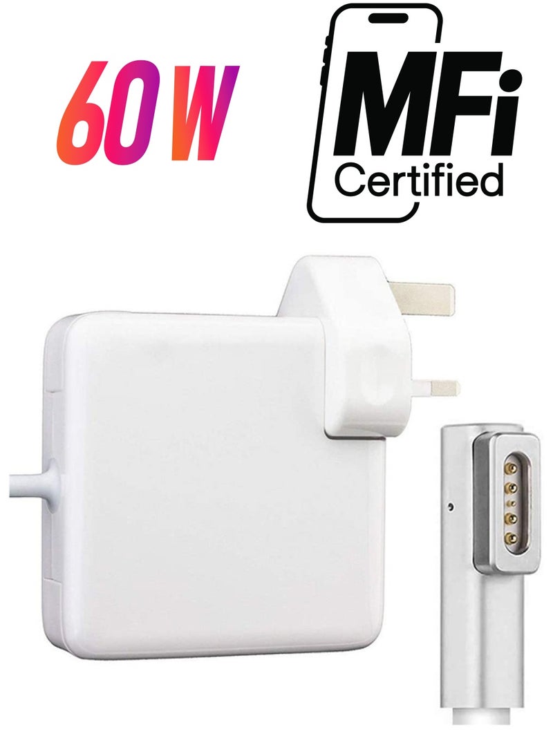 Generic - 60W Adapter Compatible for Apple Macbook Pro 13-Inch (Early 2015), (Mid 2014), (Late 2013), MagSafe White - Image 1