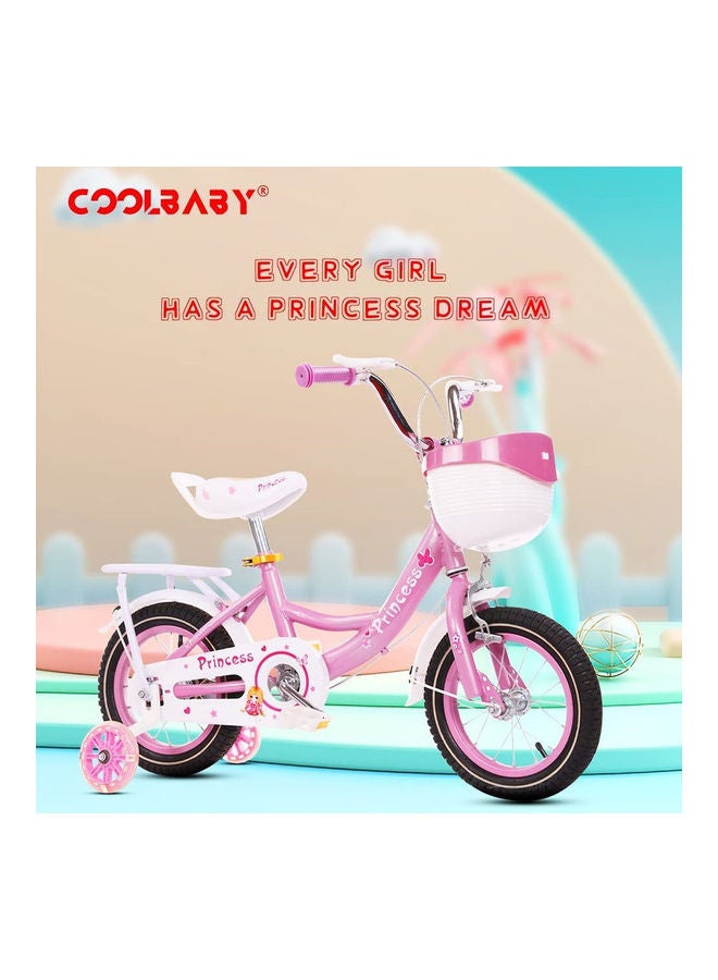Cool Baby COOLBABY Kids Bike with Hand Brake and Basket for Ages 3-8 Years, 12 Inch Princess Bikes Bicycles With backseat, Children Bicycle. (Pink) 74 x 20 x 42cm - Image 5