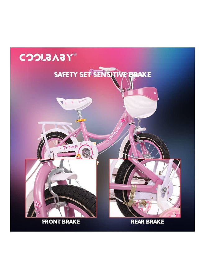Cool Baby COOLBABY Kids Bike with Hand Brake and Basket for Ages 3-8 Years, 12 Inch Princess Bikes Bicycles With backseat, Children Bicycle. (Pink) 74 x 20 x 42cm - Image 4