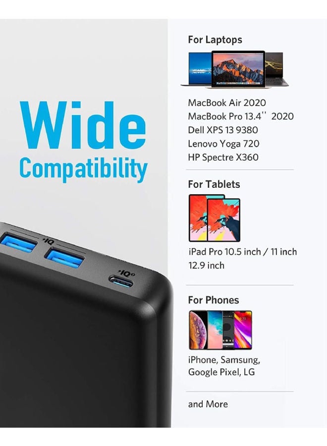 آنكر - باور بنك باور كور III بدقة 19K وقدرة 60 وات 19200 mAh أسود - Image 1