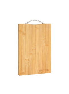Royalford Organic Bamboo Cutting Board, Rf10238 - Strong Metal Handle - Durable & Lightweight - Antibacterial - Chopping Board For Meat And Vegetables Brown 32x22x1.6cm  - Image 1
