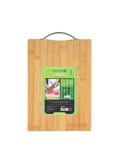 Royalford Organic Bamboo Cutting Board, Rf10238 - Strong Metal Handle - Durable & Lightweight - Antibacterial - Chopping Board For Meat And Vegetables Brown 32x22x1.6cm  - Image 2