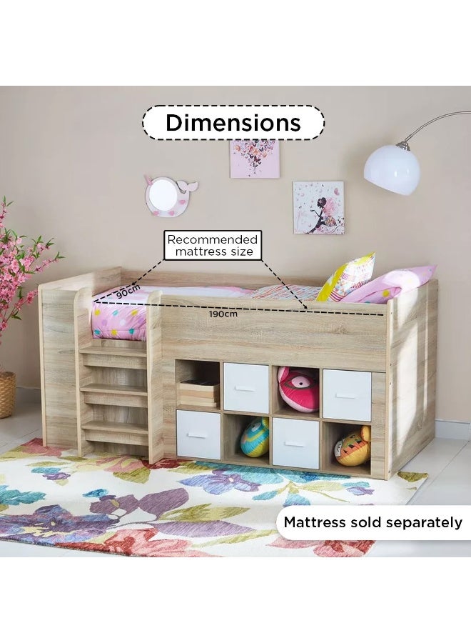 Home Box P-Cooper Costagat New 90X190 High Storage Bed- Sonoma Oak and White  - Image 1