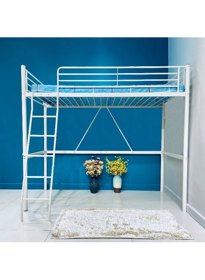 Home Box - P-Vanilla Travis 90X200 Metal Loft Bed- White White - Image 1