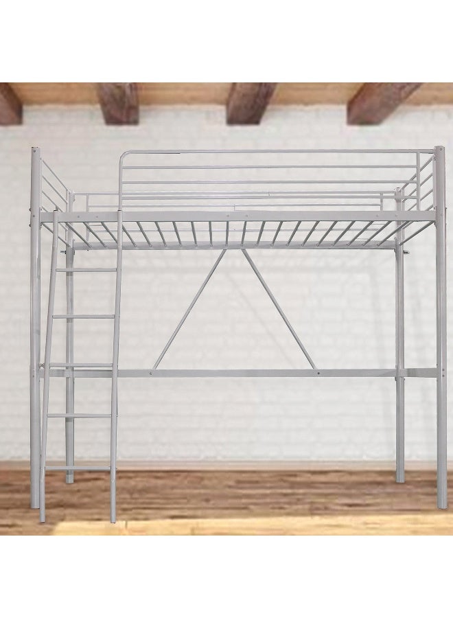 Home Box - P-Vanilla Travis 90X200 Metal Loft Bed- White White - Image 1