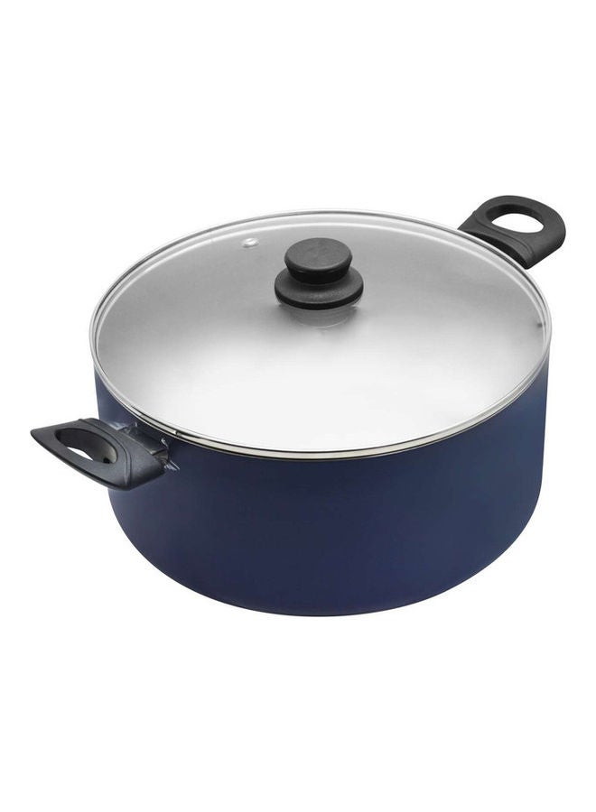 RAJ - Nonstick Induction Cooking Pot With Glass Lid Navy Blue 28cm - Image 1