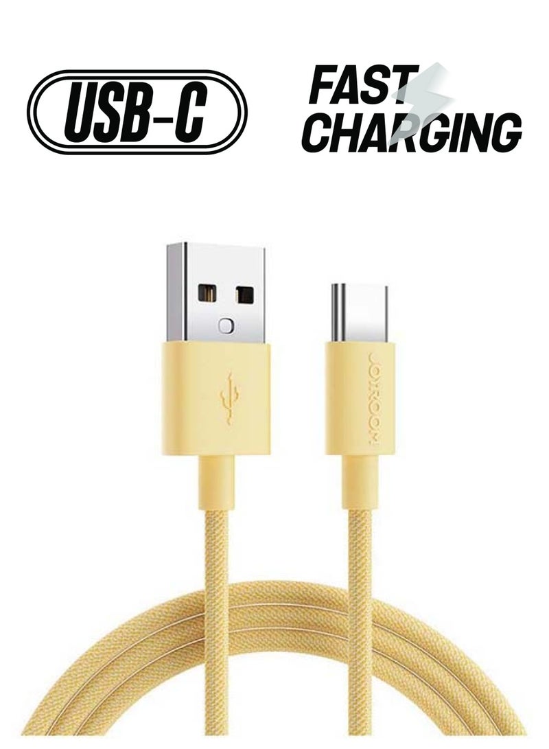 جوي روم كابل شحن سريع ملون Type-C لهواتف أندريد موبيلز بطول 1 متر أصفر - Image 1