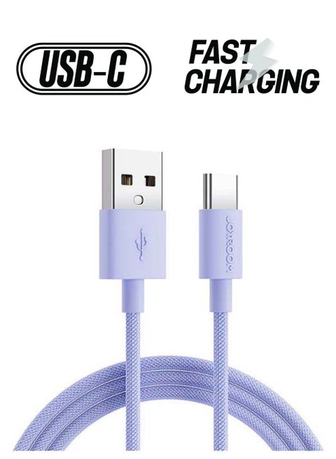 Colourful Nylon Braided Fast Charging Cable Type-C 1 Meter Purple
