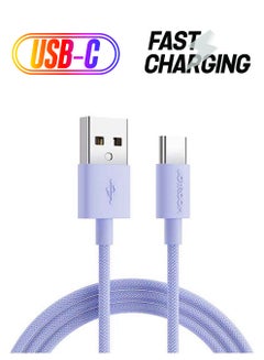 JOYROOM Colourful Nylon Braided Fast Charging Cable Type-C 2 Meter Purple  - Image 1