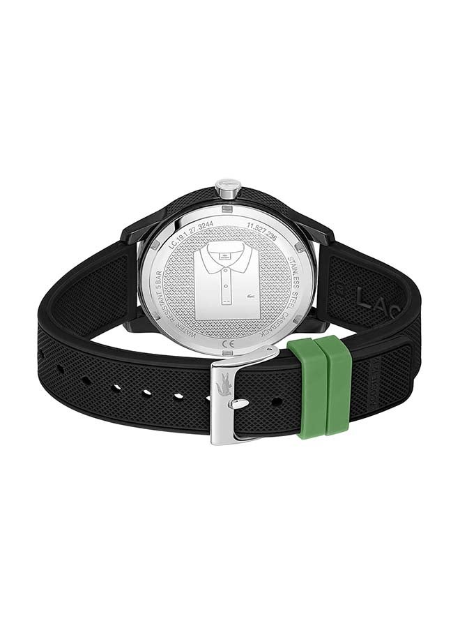 LACOSTE Men's 12.12 Analog Quartz Black Silicone Watch - 2011134  - Image 2