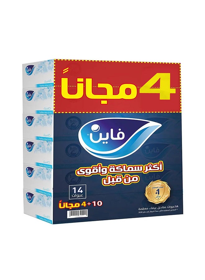 Fine Classic Facial Tissue, Sterilized Tissue Boxes, 2 Ply × 80 Sheets, 10 Boxes + 4 Boxes Free White  - Image 1