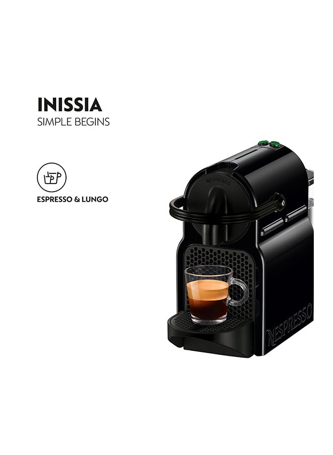 Nespresso - Original Inissia Black, Coffee Machine 1000 ml 1260 W NN- D40-ME-BK-NE5 Black - Image 1