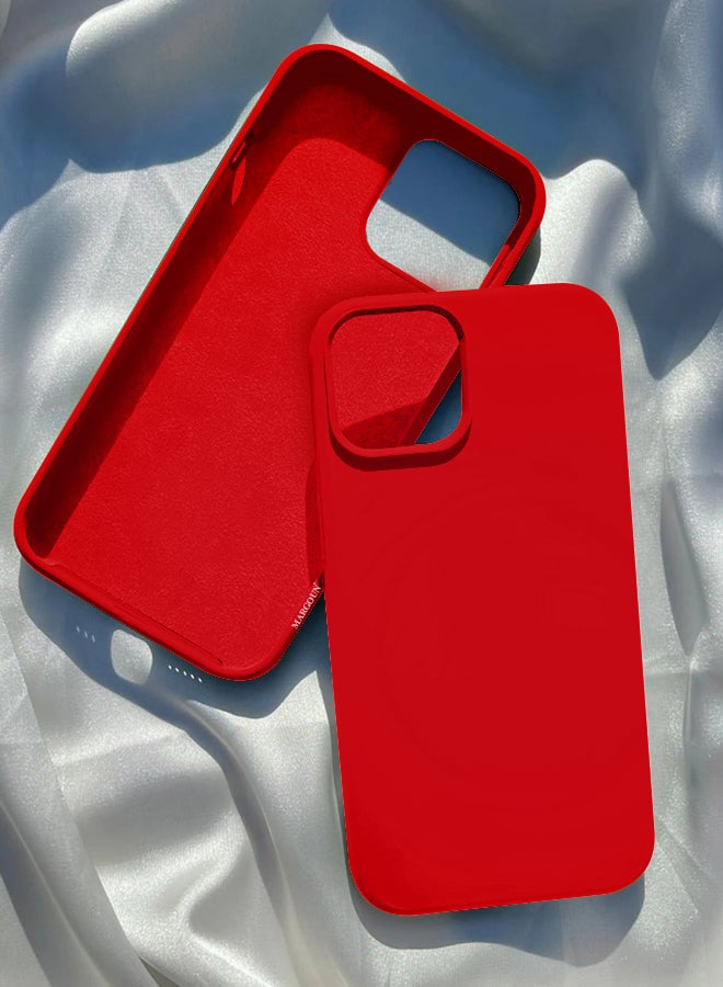MARGOUN - Protective Soft Silicone Case Cover for iPhone 13 Pro Scarlet Red - Image 1