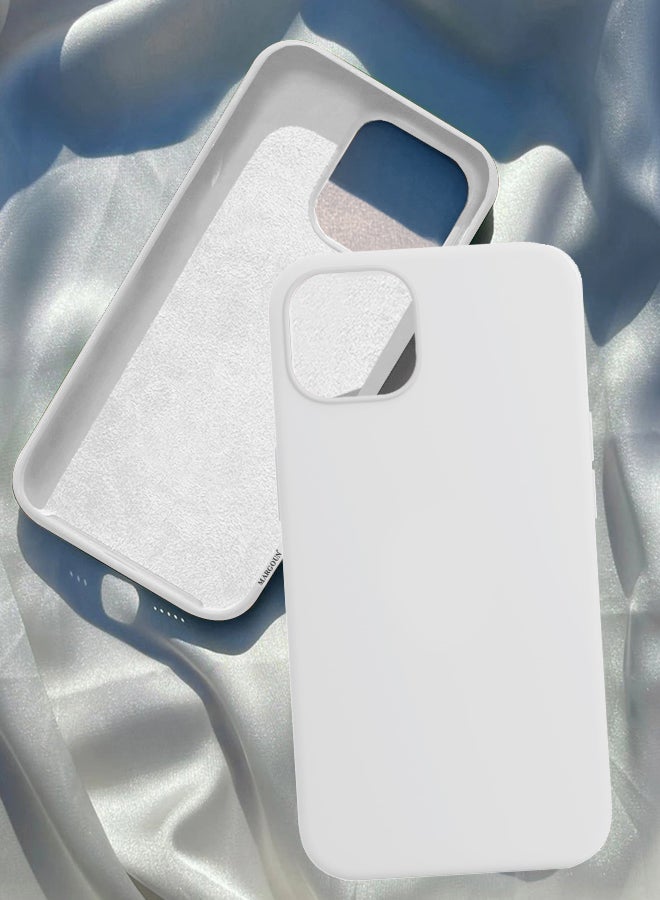 MARGOUN - Protective Soft Silicone Case Cover for iPhone 13 White - Image 1