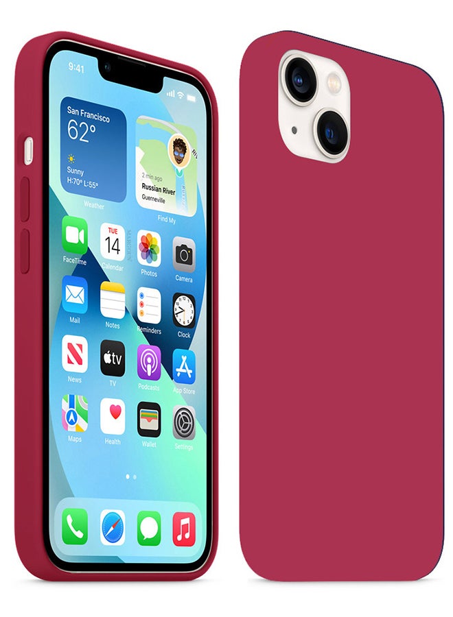 Protective Soft Silicone Case Cover for iPhone 13 Rose Red