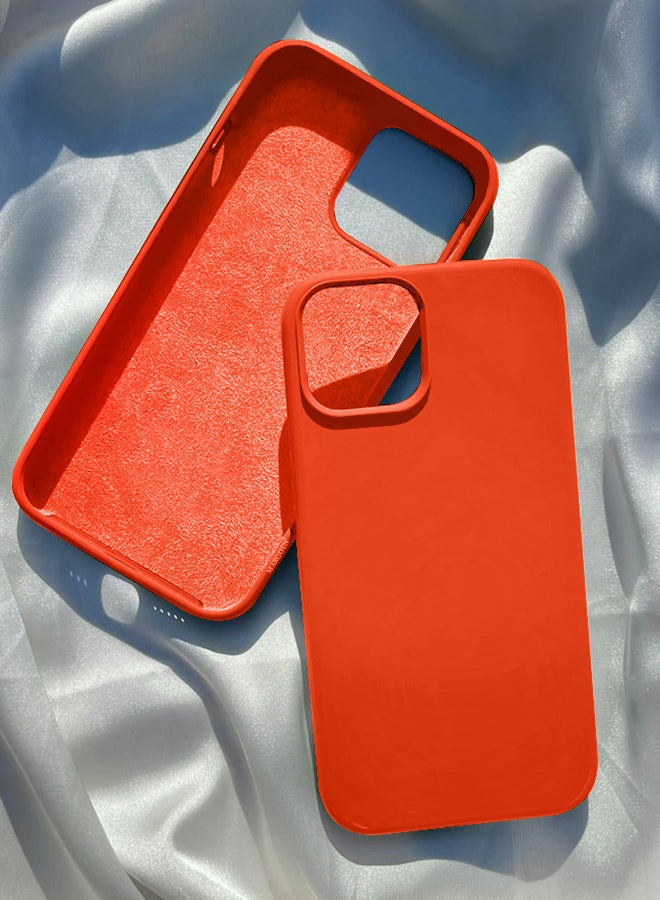 MARGOUN - Protective Soft Silicone Case Cover for iPhone 13 Dark Orange - Image 1