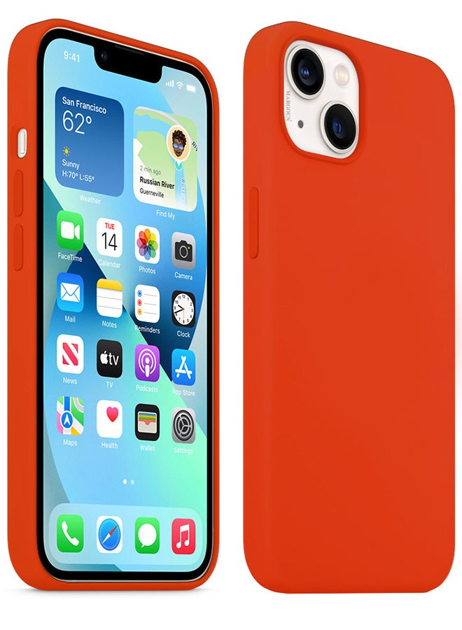 MARGOUN - Protective Soft Silicone Case Cover for iPhone 13 Dark Orange - Image 1