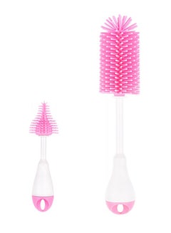 LuQu 3-In-1 Silicon Brush Set For Baby Bottle Cleaning-Pink  - Image 1