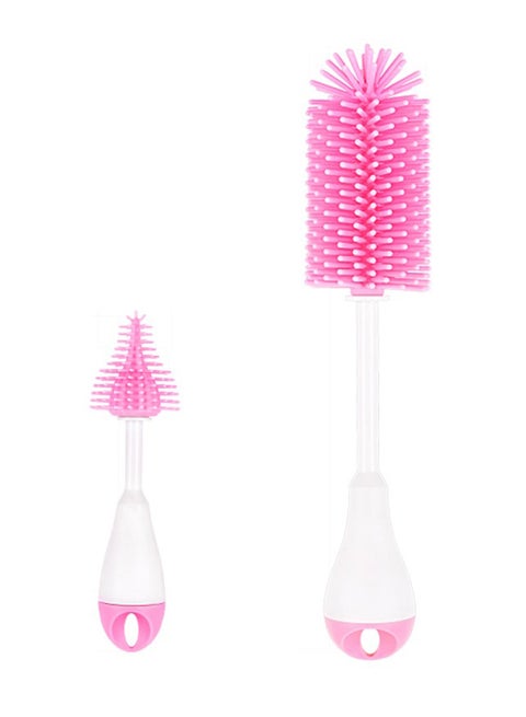 3-In-1 Silicon Brush Set For Baby Bottle Cleaning-Pink