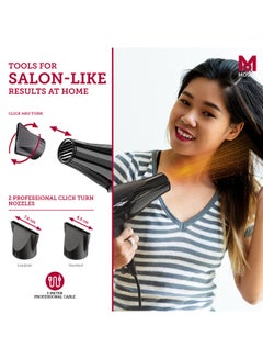 MOSER Ventus Professional Hair Dryer For Women (Made In Italy) | 2200W Salon-Grade Motor With Ionic Frizz Control | 3 Heat And 2 Speed Settings With Cool Shot | Compact And Lightweight Design (4352-0150) Black  - Image 3