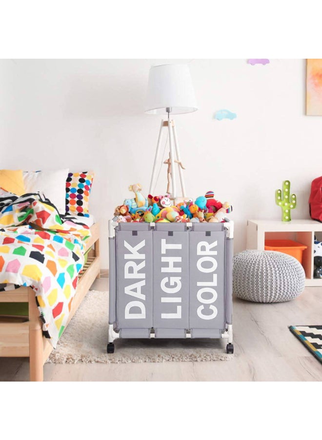 Clothes Laundry Basket Grey 62x35x65cm - Image 4