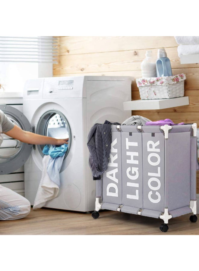 Clothes Laundry Basket Grey 62x35x65cm - Image 2
