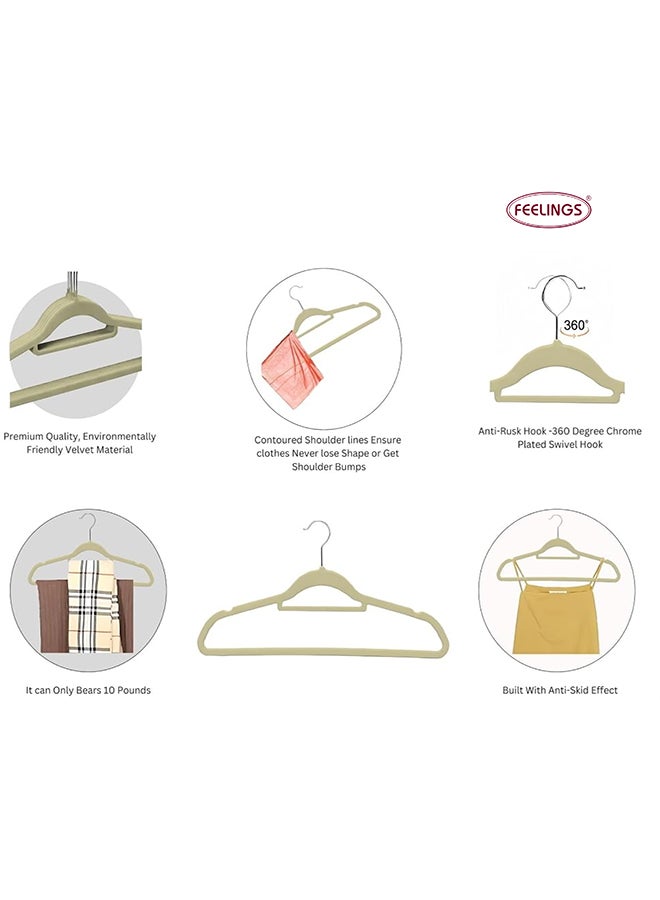 Feelings 24-Pieces Velvet Elegent Designed Hanger Set Beige 45cm  - Image 4