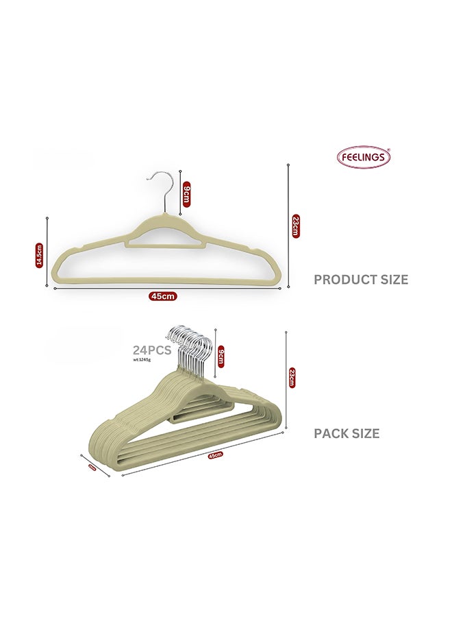 Feelings 24-Pieces Velvet Elegent Designed Hanger Set Beige 45cm  - Image 2