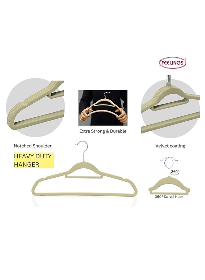Feelings 24-Pieces Velvet Elegent Designed Hanger Set Beige 45cm  - Image 3