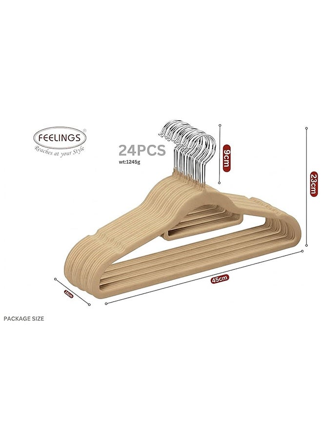Feelings 24-Pieces Velvet Elegent Designed Hanger Set Beige 45cm Beige 45cm - Image 2