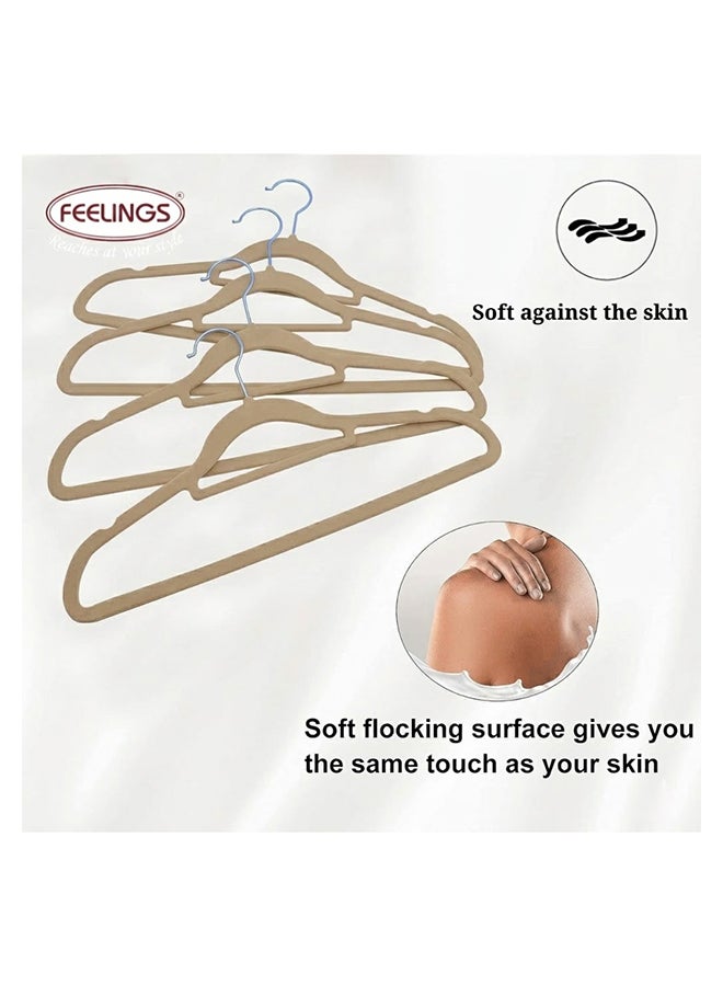 Feelings 24-Pieces Velvet Elegent Designed Hanger Set Beige 45cm Beige 45cm - Image 5