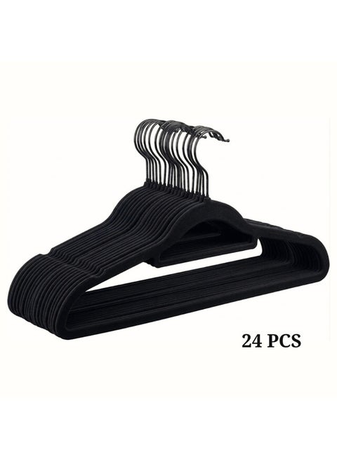 24-Pieces Velvet Elegent Designed Hanger Set Black 45cm Black 45cm
