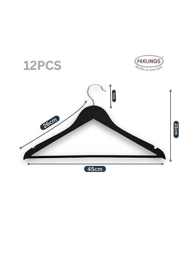 Feelings - Wooden Hangers 12 Pcs Set Black 45cm - Image 1
