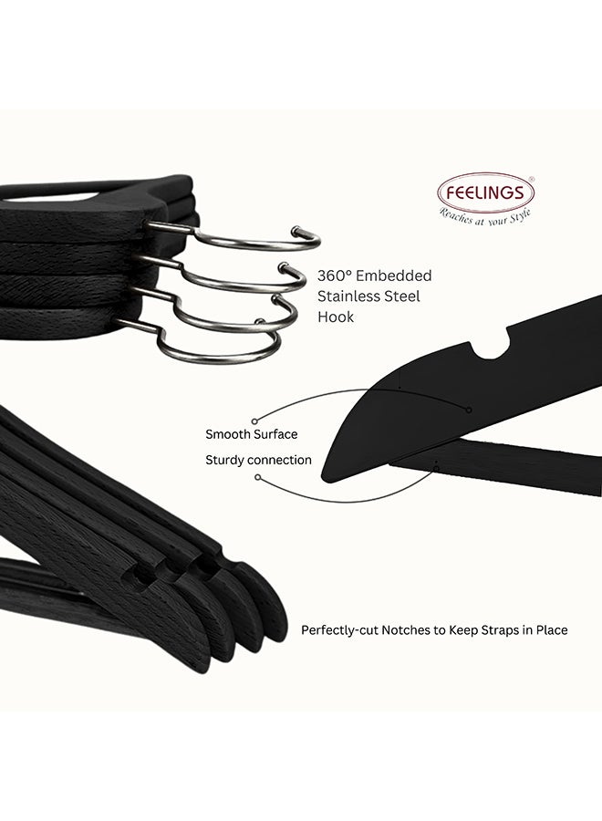 Feelings - Wooden Hangers 12 Pcs Set Black 45cm - Image 1