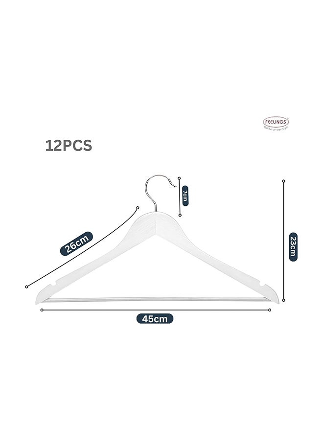 Feelings Wooden Hangers 12 Pcs Set White 45cm  - Image 2