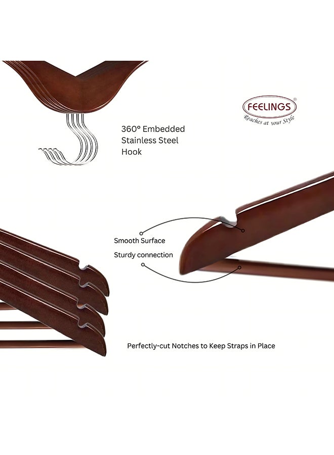 Feelings Wooden Hangers 12 Pcs Set Brown 45cm  - Image 3