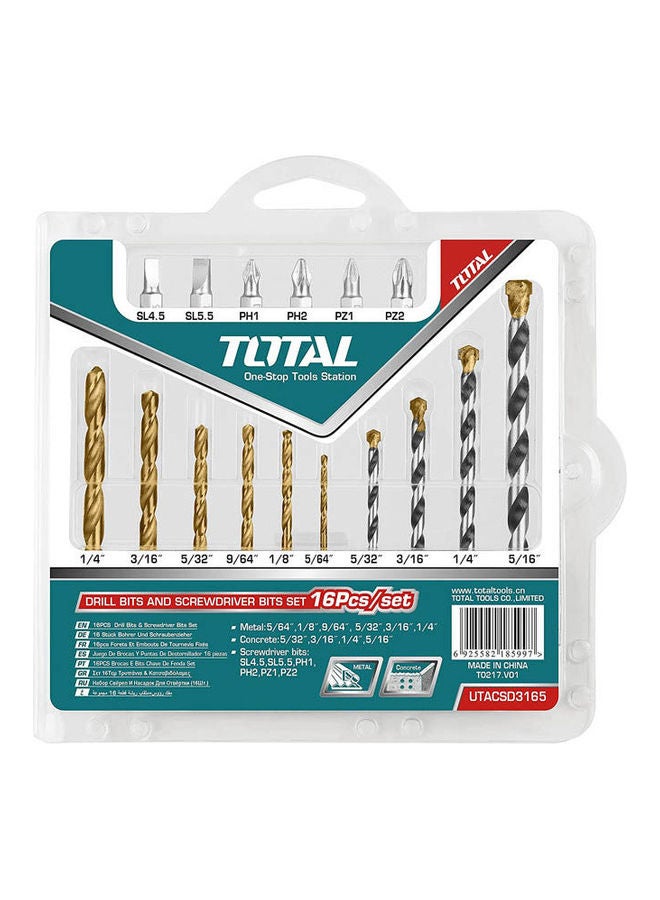 TOTAL Drill Bits Setscrewdriver Bits Set Multicolour 136grams